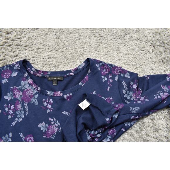 Lane Bryant Plus Size 22/24 Multicolor Blouse, Floral Long Sleeve Ruffled - Picture 7 of 7